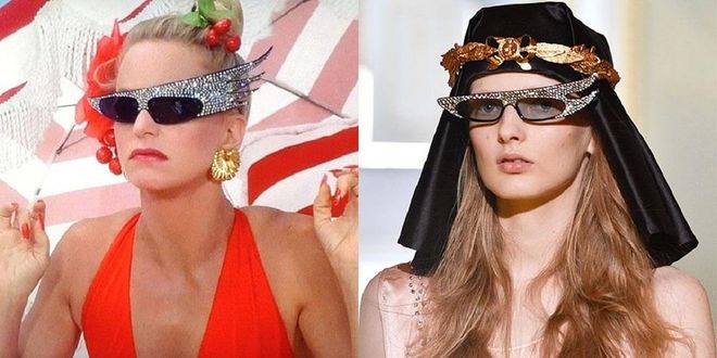 Gucci is taking note from the fabulous fashion in "Overboard" with sunnies that make an entrance for Resort 2018. 