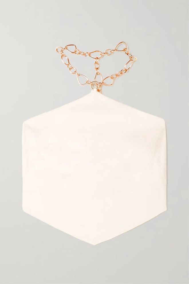 Olivine Embellished Linen-Blend Halterneck Top, $412, Cult Gaia at Net-a-Porter
