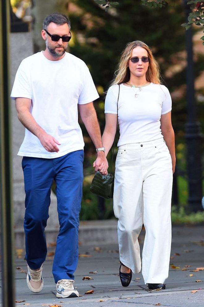 Jennifer Lawrence Cooke Maroney White T-shirt