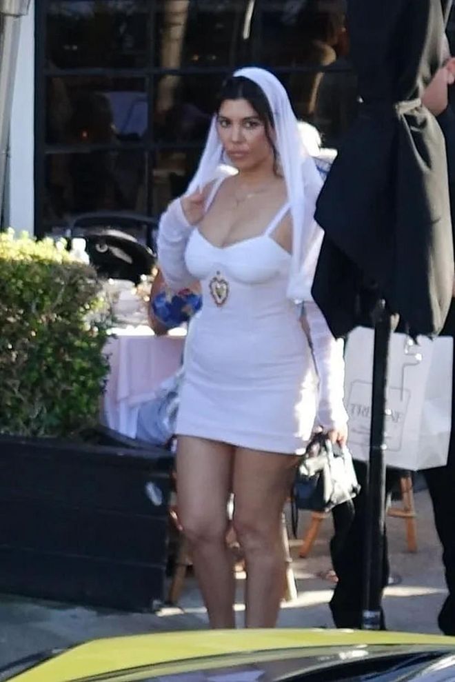 Kourtney Kardashian's Unconventional Bridal Look Involves A Body-Con Minidress