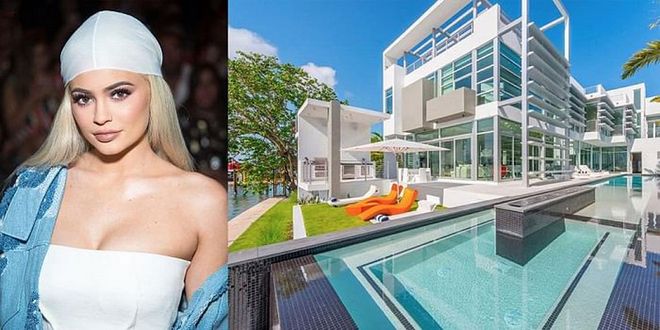 Kylie Jenner is back at it again with the oh-so-enviable Airbnb rentals, this time renting out a waterfront mansion on Miami's Hibiscus Island that's worth $18 million, according to the Airbnb listing. The reality star and burgeoning beauty magnate crashed at the 6-bedroom, 7-bathroom home during Miami's Art Basel with boyfriend Tyga and a few friends. For $7.900 a night, some of the 6.700-square-foot home's luxurious features include a pool and hot tub with a fire pit, a movie theatre, a rooftop lounge and an outdoor kitchen.  