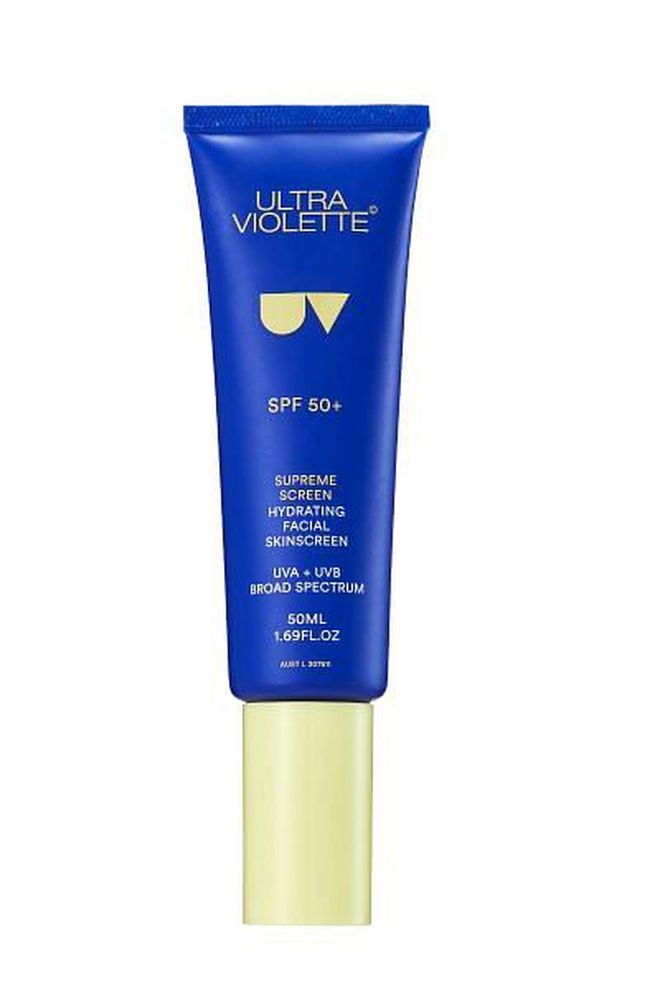 Supreme Screen Hydrating Facial Skinscreen SPF 50+, $52, Ultra Violette “Quickly prep the skin before makeup, creating a smooth base before makeup is applied.”