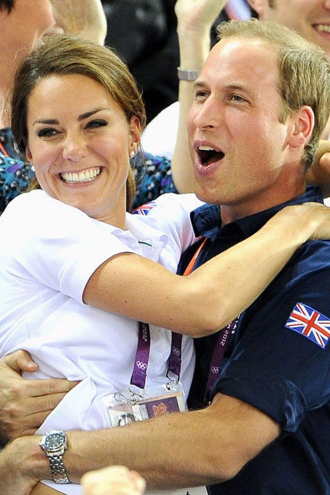 Occasionally, William and Kate will wrap their arms around each other, or lean in, or jubilantly celebrate a sports victory with a hug. "You never see Prince Phillip and Queen Elizabeth hug or touch each other in public," Andersen says. "I will say that William and Kate aren't crass about it. They still maintain a level of dignity." But of course!
Photo: Getty
