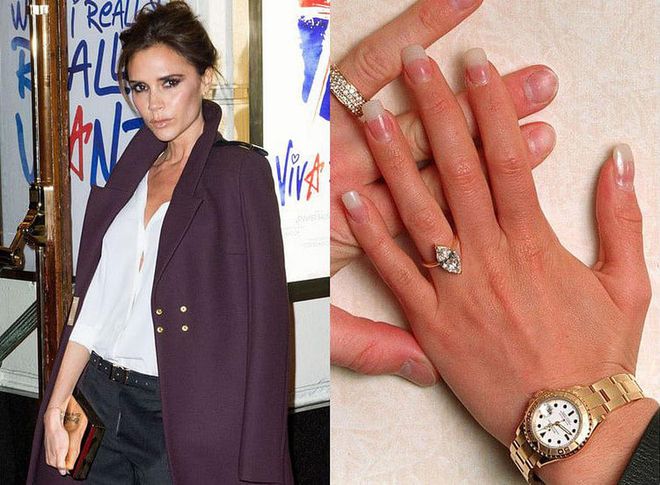 David Beckham proposed to Victoria Adams with a three-carat marquise-cut diamond.

