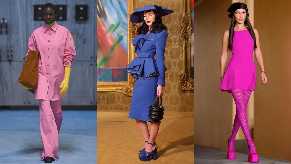 From left: Raf Simons fall/winter 2021, Moschino fall/winter 2021, and Versace fall/winter 2021 (Photos: Courtesy)