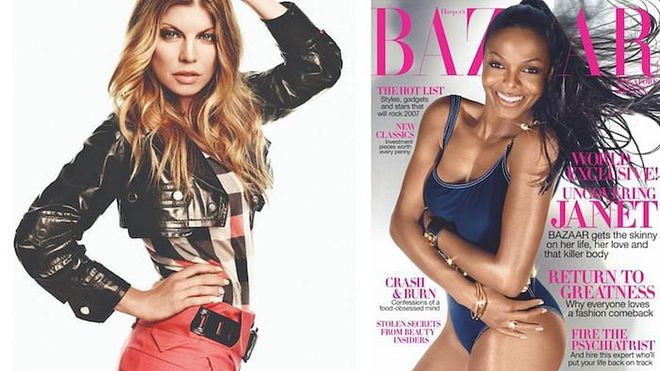 From left: Fergie (May 2008), and Janet Jackson (January 2007). 
