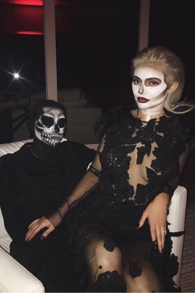 The couple dressed as skeletons for Kylie's Dead Dinner. 