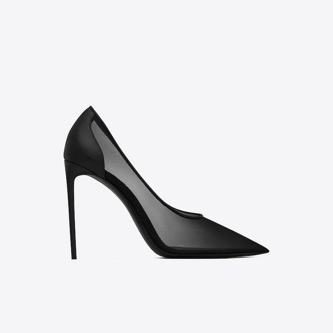 Anja Pump In Tulle And Smooth Leather, $1,130, Saint Laurent