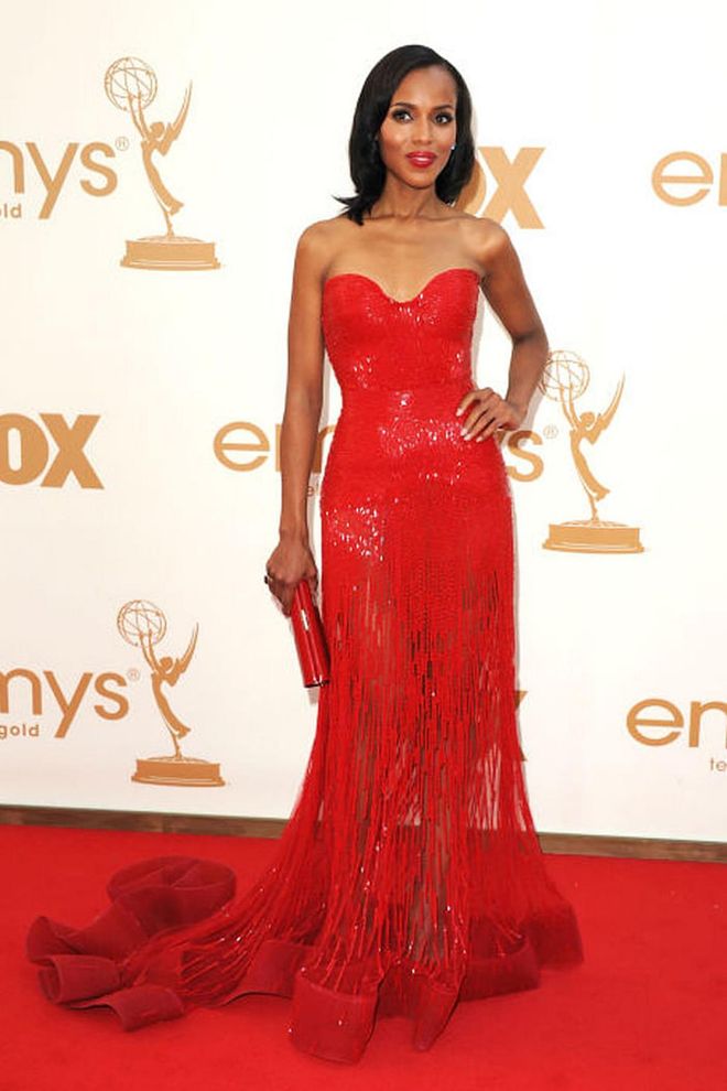 Washington wowed in this red dress at the 2011 Emmy Awards