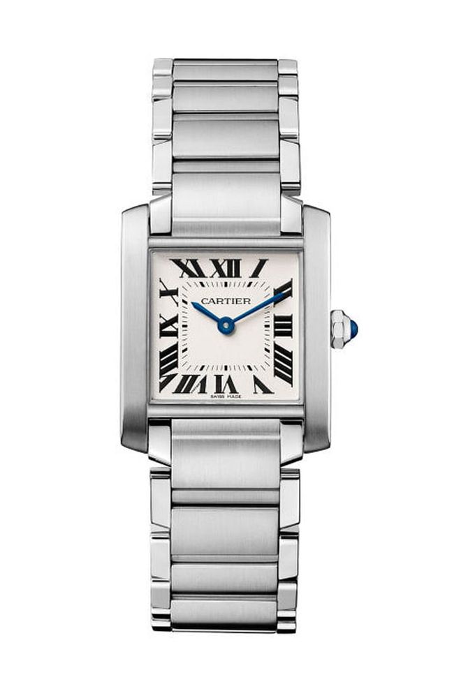 Of course there are many beautiful watches that could be added to your jewellery collection, but Cartier's Tank Française, an update on the 1917 tank watch, is one that carries itself seamlessly from day to evening.
Tank Française, £3,450, Cartier