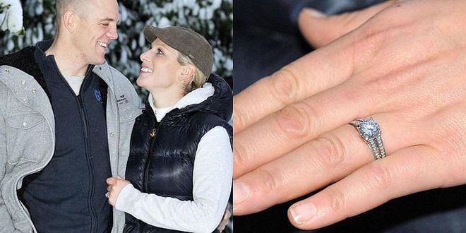 Zara's ring from rugby player Mike Tindall is custom-designed diamond and platinum—a pretty big departure from her fellow royals' colourful stones. Photo: Getty