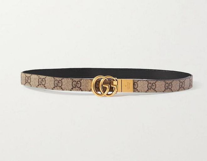 Reversible Printed Coated-Canvas and Leather Belt, S$590, Gucci from Net-A-Porter