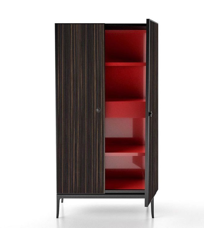This new Stiletto cabinet is probably inspired by Louboutin heels, judging by its seductive deep red interior. (Photo: Versace)