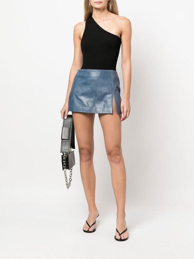 Panelled Leather Mini Skirt, $826, Manokhi at Farfetch
