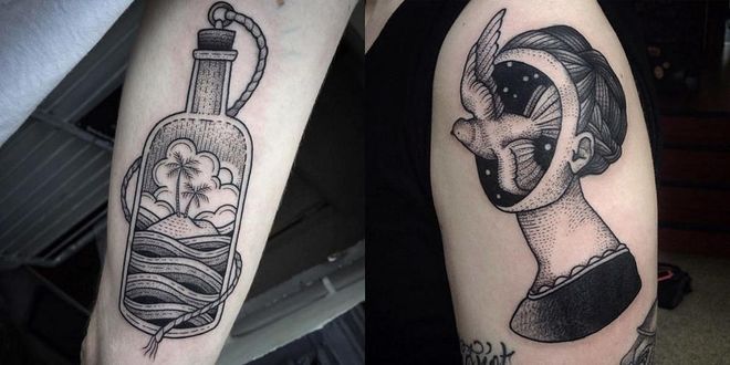 Who: @suflanda
Why: This German tattooist works solely in black ink to create surreal, highly-detailed pieces.