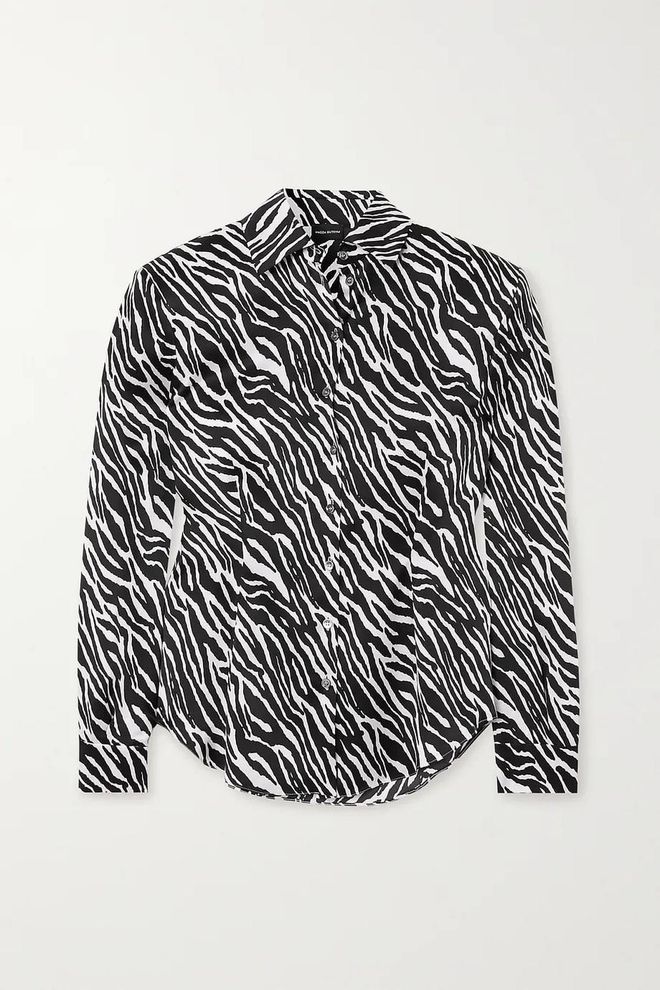 MAGDA BUTRYM Zebra-print silk-satin shirt