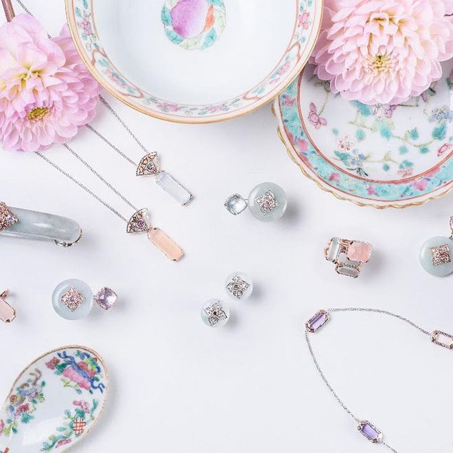 Peranakan pride! Show your appreciation for Singapore's unique, multi-cultural history with Choo Yilin's new collection that is a delicate blend of precious metals and jade.