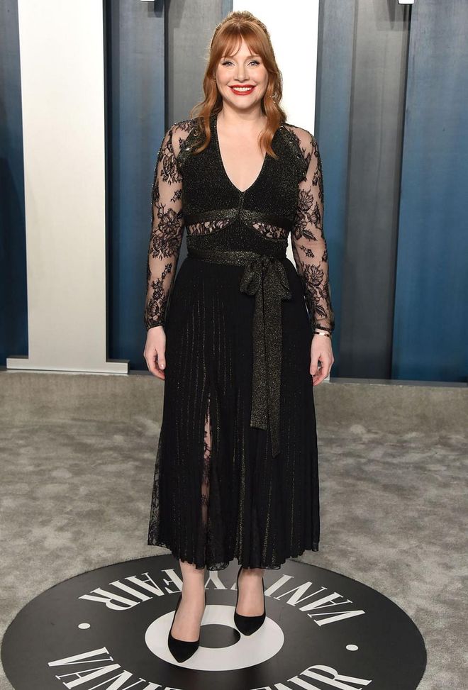 In a black lace gown. Photo: Getty