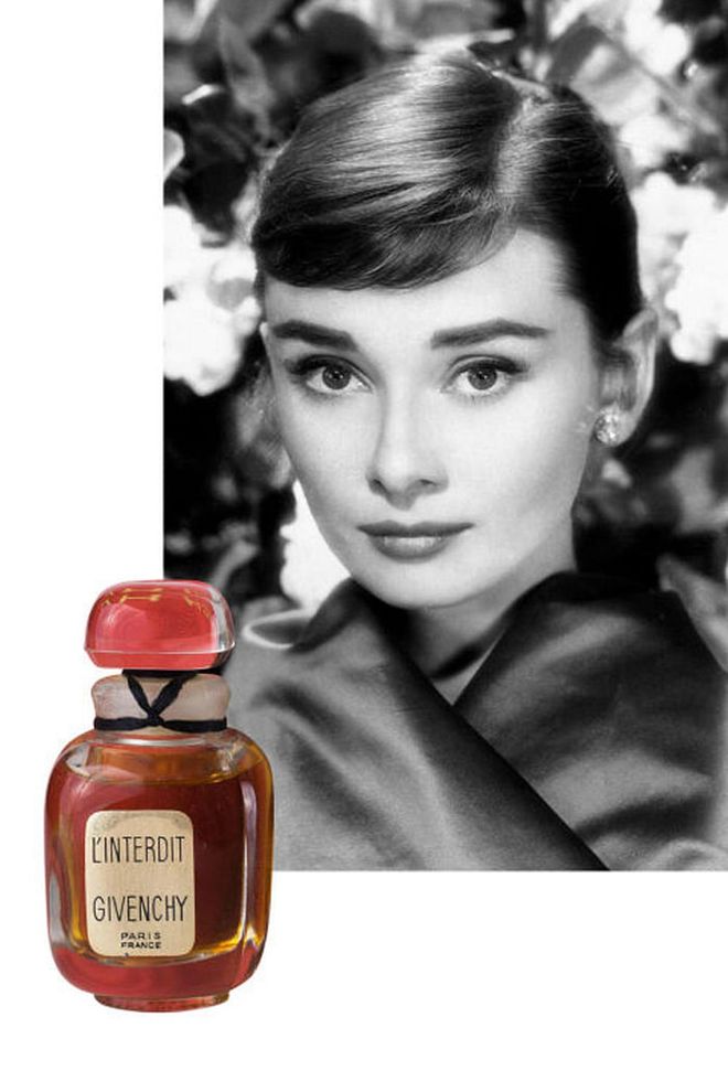 Created specially for Audrey Hepburn by Hubert de Givenchy, L'Interdit—which means "forbidden" in French—was created in 1957. Rumors spread that Audrey didn't want Givenchy to release the scent, but it was ultimately made available for wide purchase in the 1960s. A floral aldehyde, L'Interdit's notes include bergamot, rose, jasmine, iris, violet, narcissus, and sandalwood. In later years, Audrey wore Creed Spring Flower, another scent created just for her.
