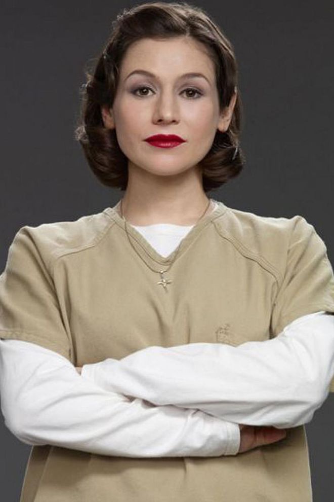 With her lovably heavy accent, high-pitched voice and signature red lip, Lorna Morello is a fascinating — and somewhat sociopathic — character. Photo: Netflix