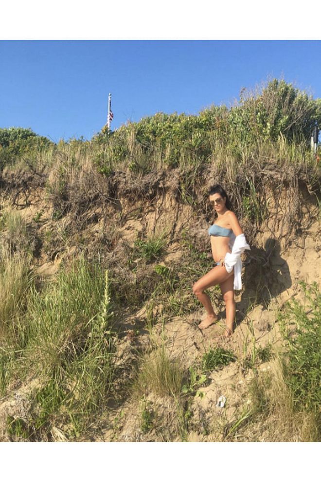 The reality star continues her beachy summer vacation, posing on a sandhill, naturally. Photo: Instagram