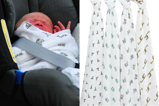 The adorable bird-printed swaddle on Prince George here is sold in variety packs, with adorable prints from animals to pop culture classics.
 Photo: Getty