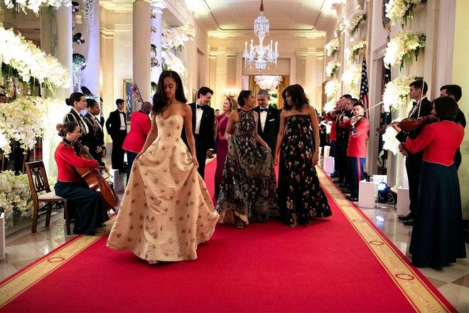At the White House State Dinner, both wearing Naeem Khan. Photo: Official White House Photo by Pete Souza