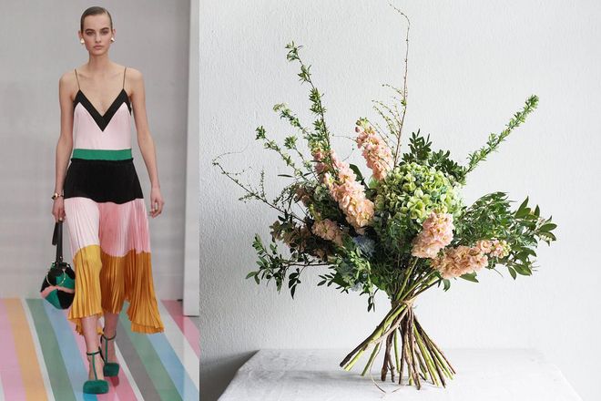 "Flowers have trends just like colours and clothes, and this combination is for the ultimate girly girl. This romanticism-meets-the Nordic aesthetic features Mattiola flowers in off shade of pink, recalling some of the key pieces from this season's runways."