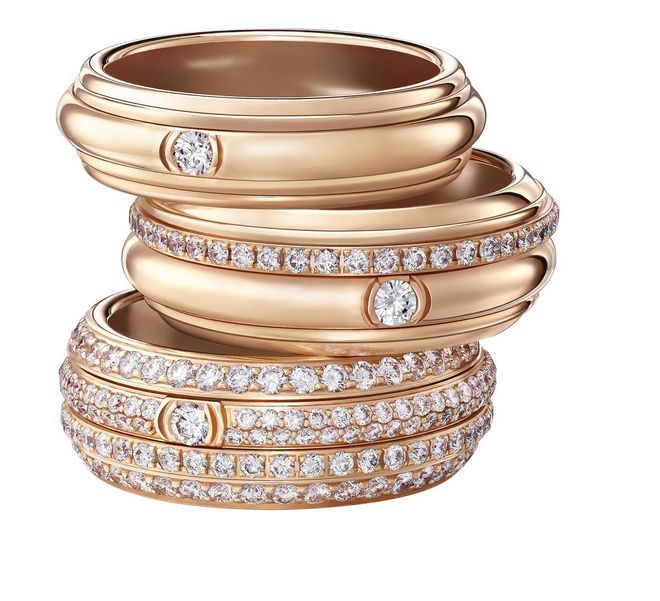 Pink gold and diamond Possession rings, Piaget 