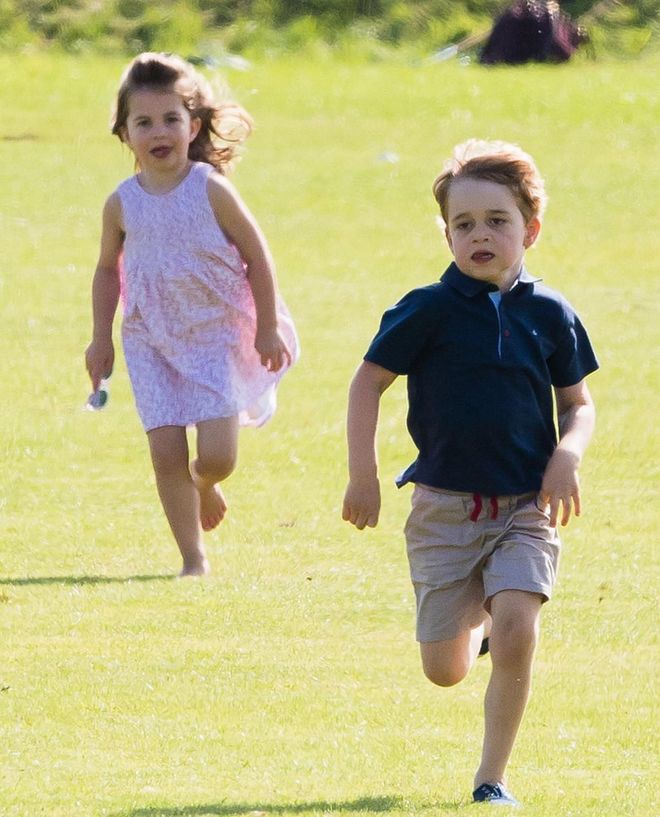 Prince George and Princess Charlotte had the best time running and playing at a charity polo match Prince William was playing in. Duchess Kate was spotted on the sidelines with the little royals. Photo: Getty 