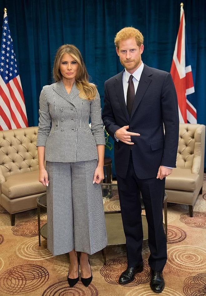 ...because royals have to maintain a public role. Plot twist: Prince Harry *had* to meet with Melania to maintain bipartisanship because he's BFFs with Barack and Michelle Obama (kidding but not). Photo: Getty 