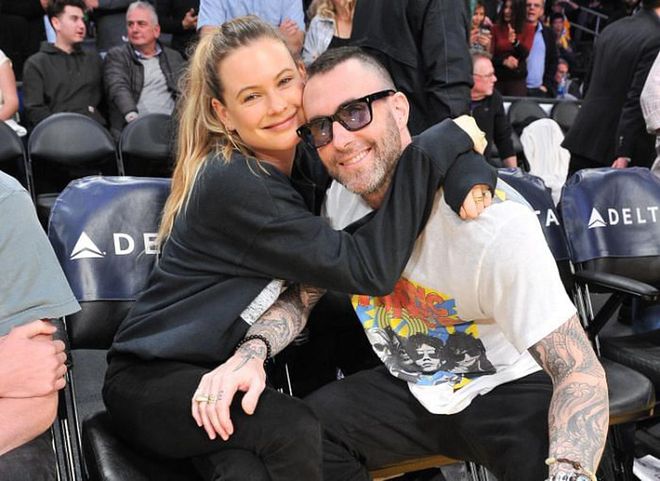 Victoria’s Secret model Behati Prinsloo and Maroon 5 musician Adam Levine have two children together: Dusty Rose and Geo Grace.

Photo: Getty