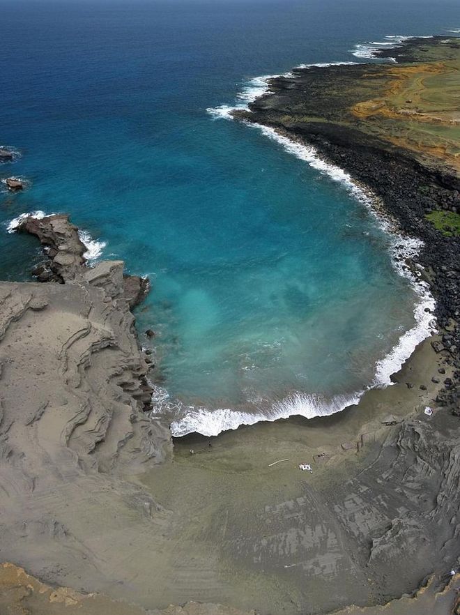 Ready for another colorful Hawaiian beach? Well, Papakolea is one of only four green sand beaches in the world and gets its color from olivine sand eroded out of enclosing collapsed cinder cones.