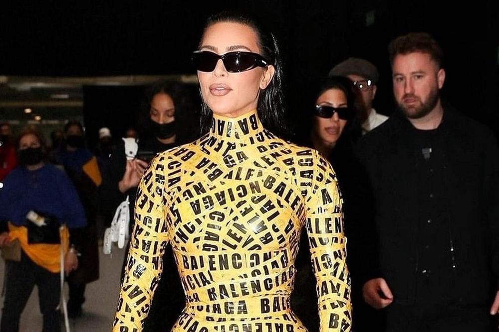 Kim Kardashian Balenciaga Caution Tape Catsuit
