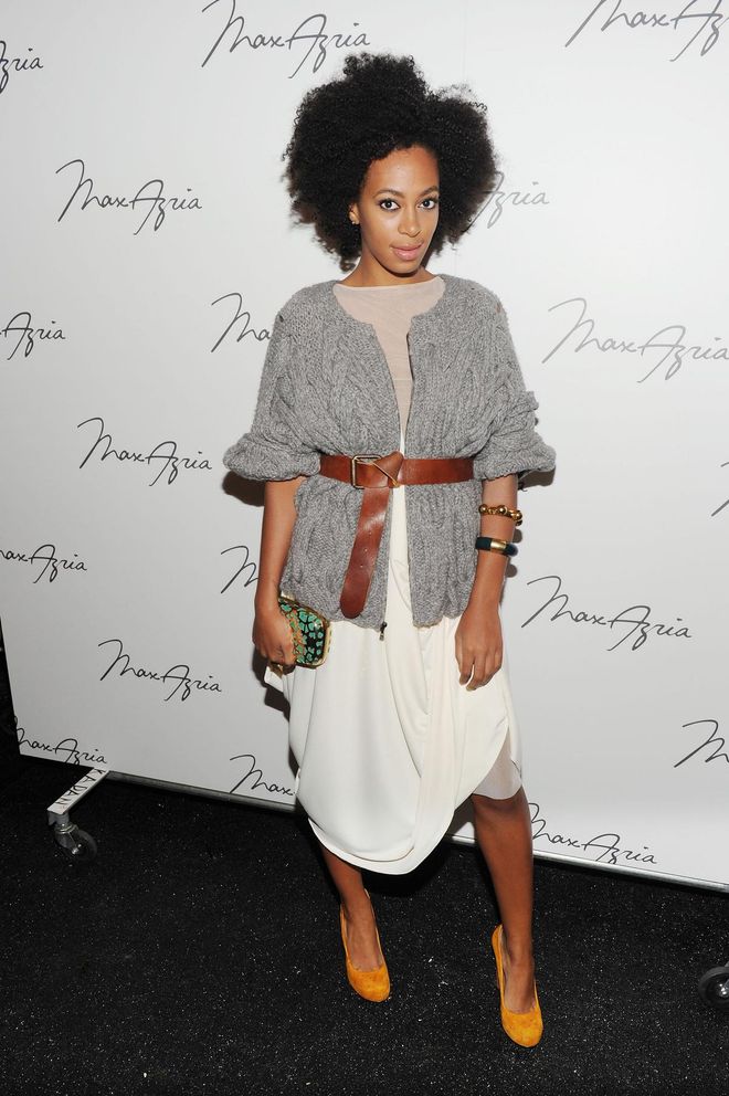 Another thing Solange does extremely well: layer. Looking extremely chic at the Max Azria Spring '11 show