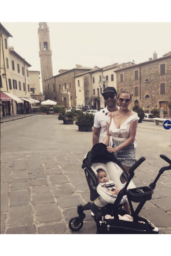 The new parents to baby Luna have their first family vacation in Tuscany, Italy. Photo: Instagram