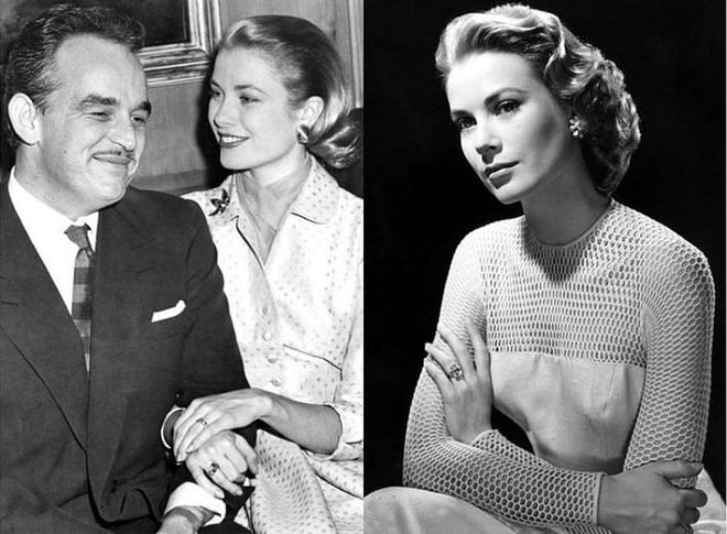 Princess Grace originally received a Cartier eternity band (left) comprised of rubies and diamonds from Prince Rainier III of Monaco, but he soon swapped it for a 10.5-carat Cartier diamond ring.

