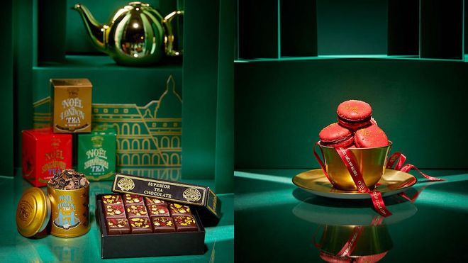 From left: The Tea-Infused Chocolate Bonbons, and the Festive Macarons (Photo: TWG Tea)