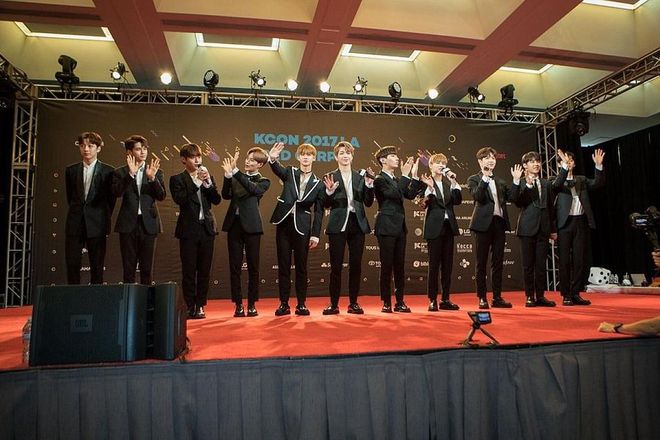 Wanna One was invited to their first KCON in LA last year. It's hard to tell that these 11 boys were only 2 weeks into the promotions of their first release from this picture. They all look so practiced and at ease here, it is a wonder they are only now showing themselves in front of the camera. Of present, they have also been to KCON Japan and Australia, and will be in the line-up of this year's KCON  NY as well. Photo: Twitter