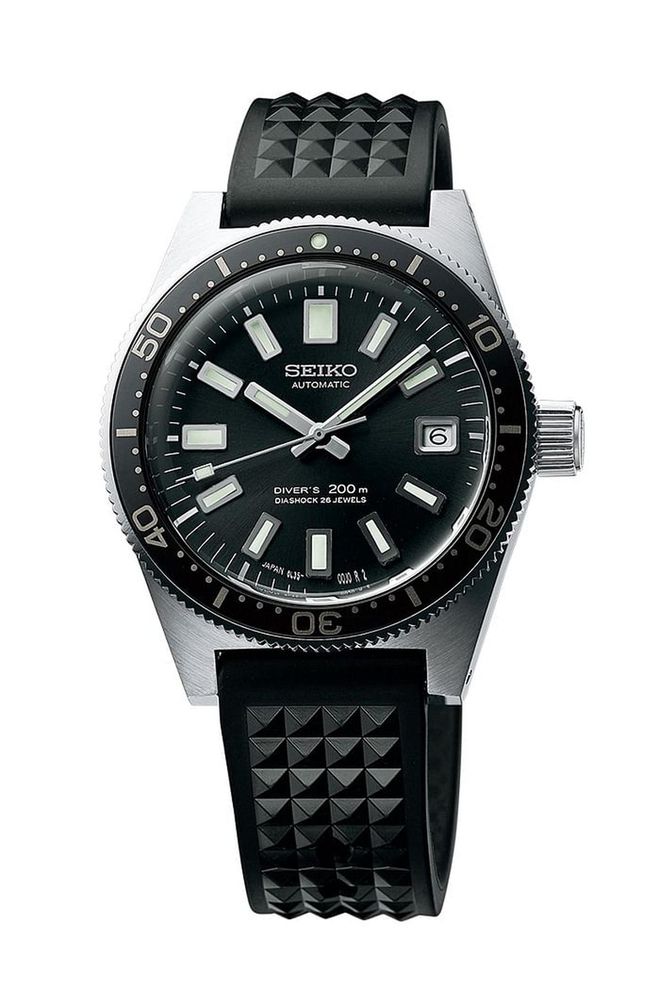 Seiko’s very first dive watch, introduced in 1965, is back in a limited, 2,000-piece edition this year. Aside from its enhanced functionality, the watch is practically identical to its ancestors in every way: Water-resistant to 200 meters, the dial sports three-dimensional features and a straightforward, elegant interface.