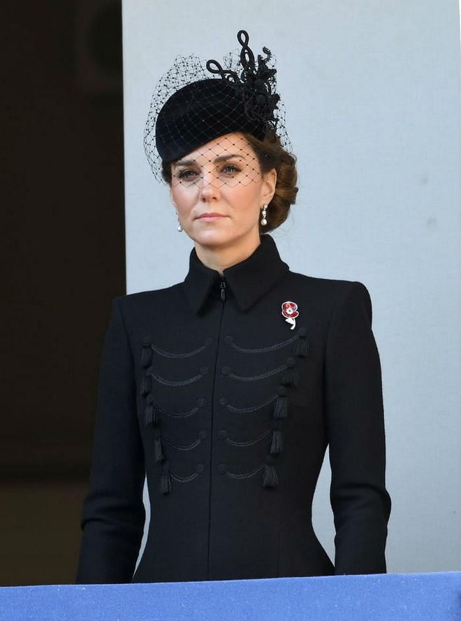 The Duchess of Cambridge pays her respects.

Photo: Getty