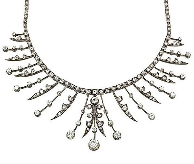 Victorian diamond fringe necklace; $28,000, doyledoyle.com
