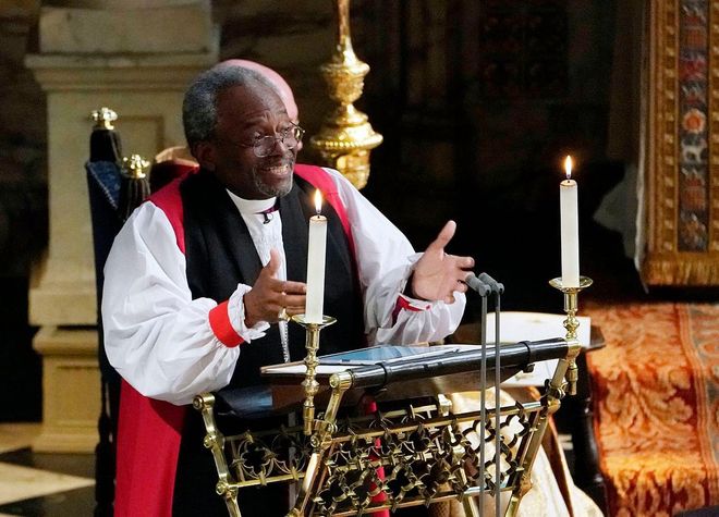 The Most Rev Bishop Michael Curry, primate of the Episcopal Church, gives an address