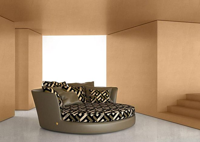 Aeternitas love bed lends texture and sumptuous playfulness to a minimalist room. (Photo: Versace)
