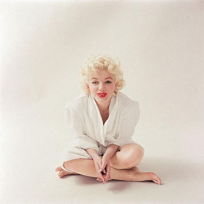 Marilyn had just finished doing her makeup when she was captured in a white robe in March 1955. Photo: Joshua Greene