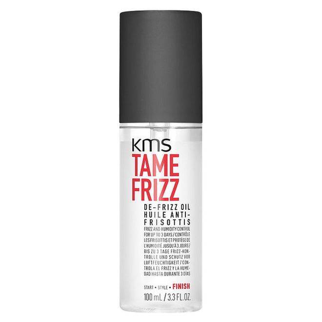 An instant frizz-buster, this lightweight, non-greasy oil works on both wet and dry hair to smoothen and soften locks instantly. It does this with a combination of flexible cuticle-sealing compounds that tames unruliness and provides humidity control throughout the day.

Tame Frizz De-Frizz Oil, $40, KMS
