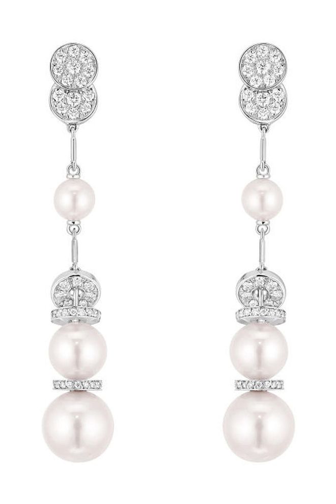 Whether it's a simple string of pearls gifted by a cherished family member or a modern take on pearl earrings, you can't go wrong with the timeless classic.
Perle Couture earrings in 18k white gold, cultured pearls and diamonds, £11,500, Chanel