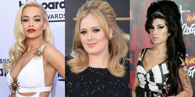 Rita Ora, Adele, and the late Amy Winehouse take a sleeker but equally voluminous approach to diva hair with their signature British flair.

Photo: Getty