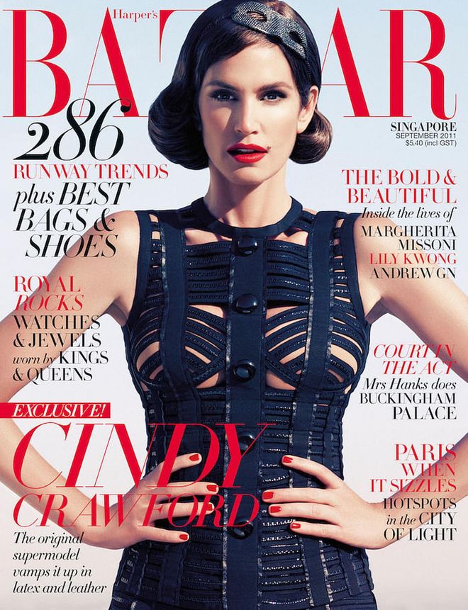 Cindy Crawford on the September 2011 cover. (Photo: Harper's BAZAAR Singapore)