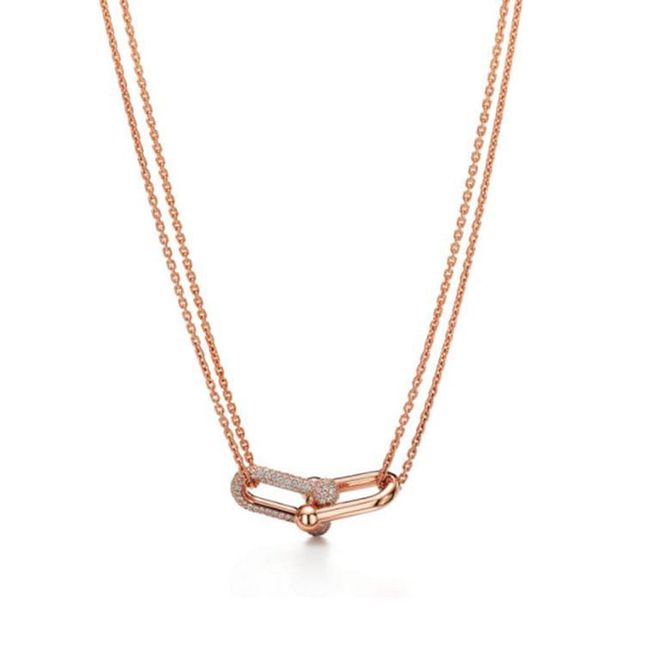 Double Link Pendant in 18k Rose Gold with Pavé Diamonds, USD$9,900 (S$13,475.04), Tiffany & Co.
